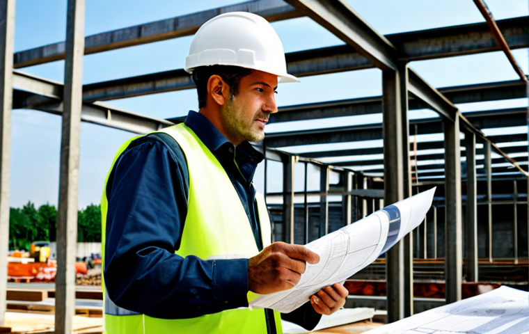 건설안전기사 초보자를 위한 개념 정리 - Structural Engineer at Work**
"A fully clothed, professional structural engineer wearing modest att...