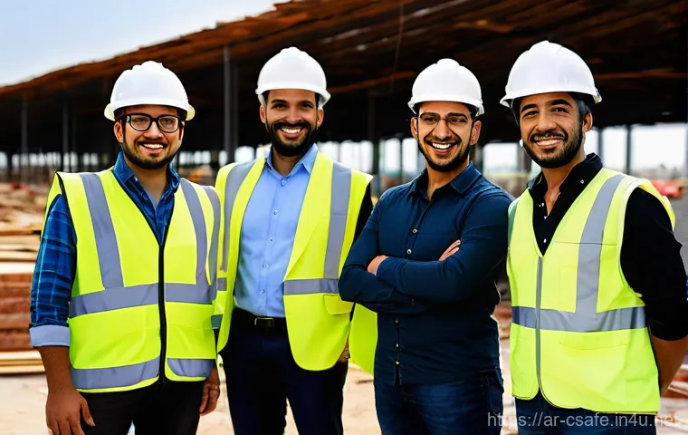 건설안전기사와 관련된 해외 취업 사례 - **Prompt:** A close-up, impactful shot of a confident Arab male structural safety engineer, approxim...