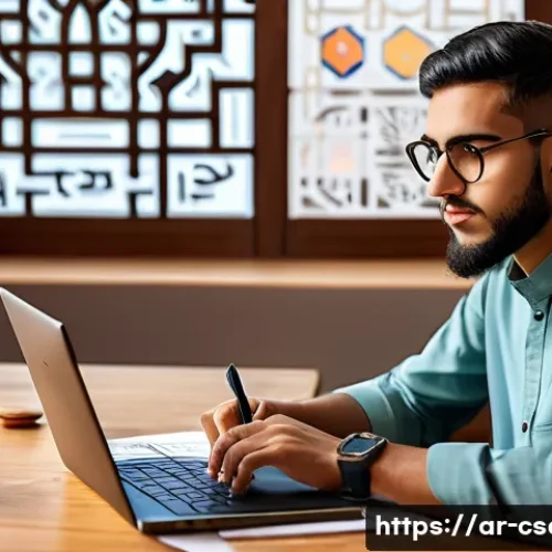 Home 32 건설안전기사 필기시험에서 점수 높이는 요령 - A focused young Arab student studying at a tidy desk in a quiet, sunlit room decorated with Islamic ...